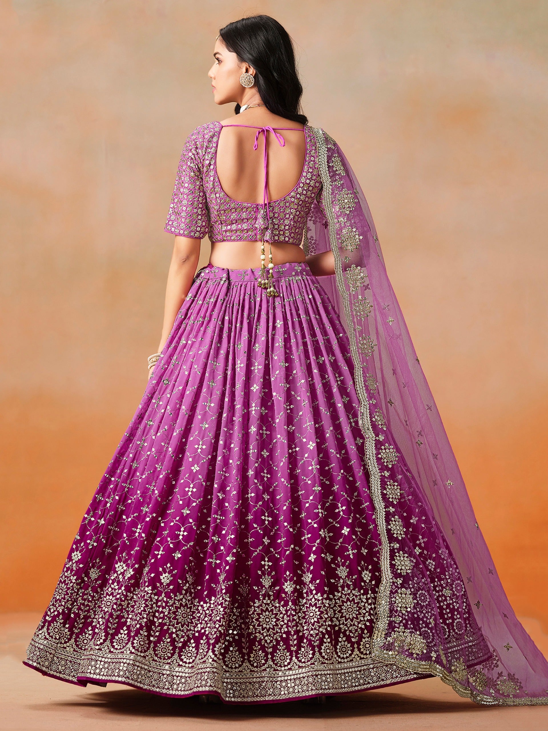 Party wear pink color georgette lehenga choli price