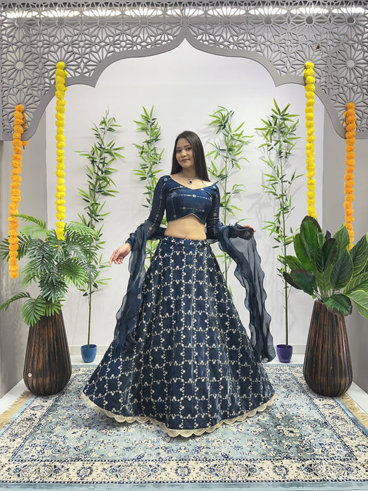 Rama color jimmy choo lehenga choli 