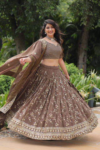 Brown color lehenga choli for wedding
