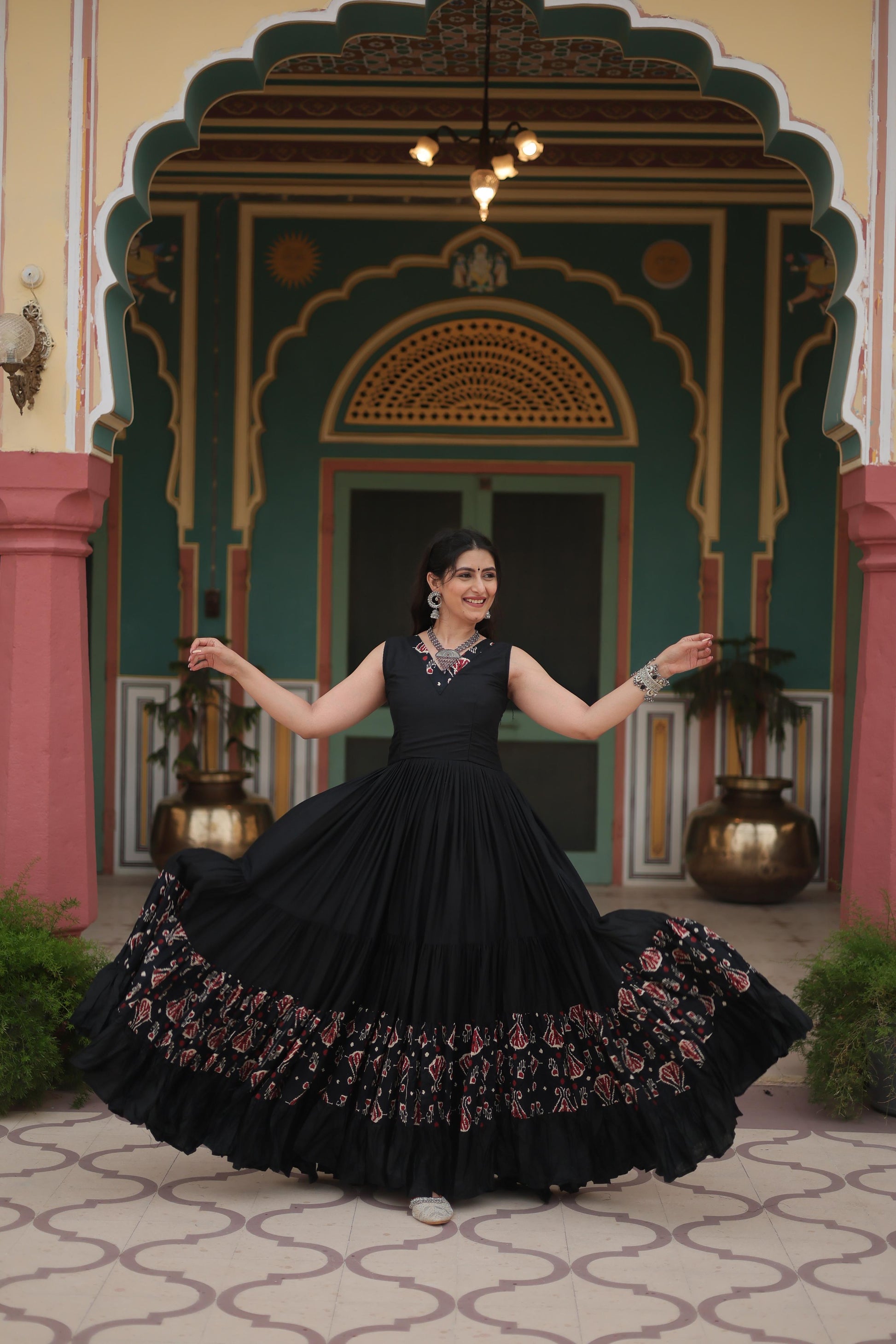 navratri special black gown for garba
