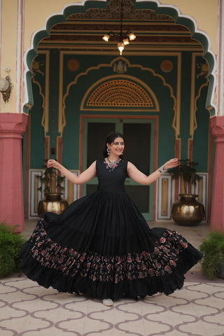 navratri special black gown for garba