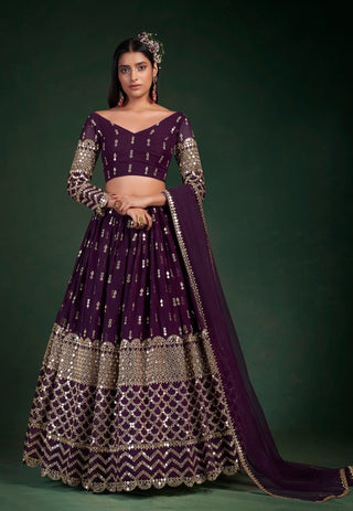 Wine colour Lehenga for Wedding