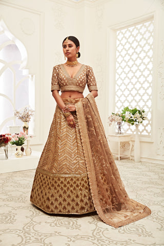 Sulb Silk Brown Lehenga