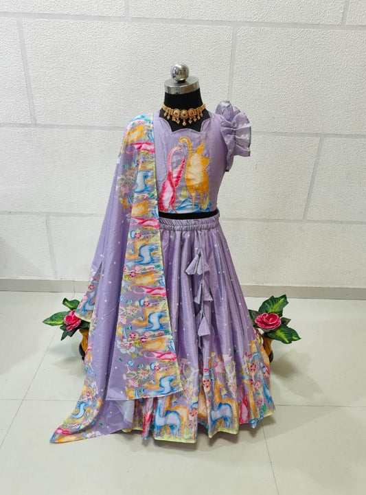 Lavender colour Lehenga for girl
