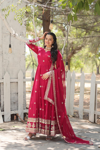 georgette gown with dupatta