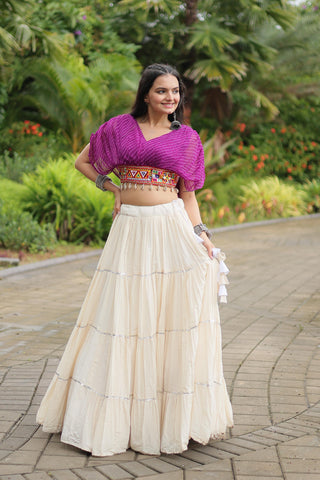 Purple color gamthi work lehenga choli