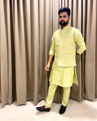 Designer Kurta Pajama For Men Nehru Jacket Kurta Set