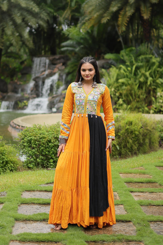 Women yellow navratri gown
