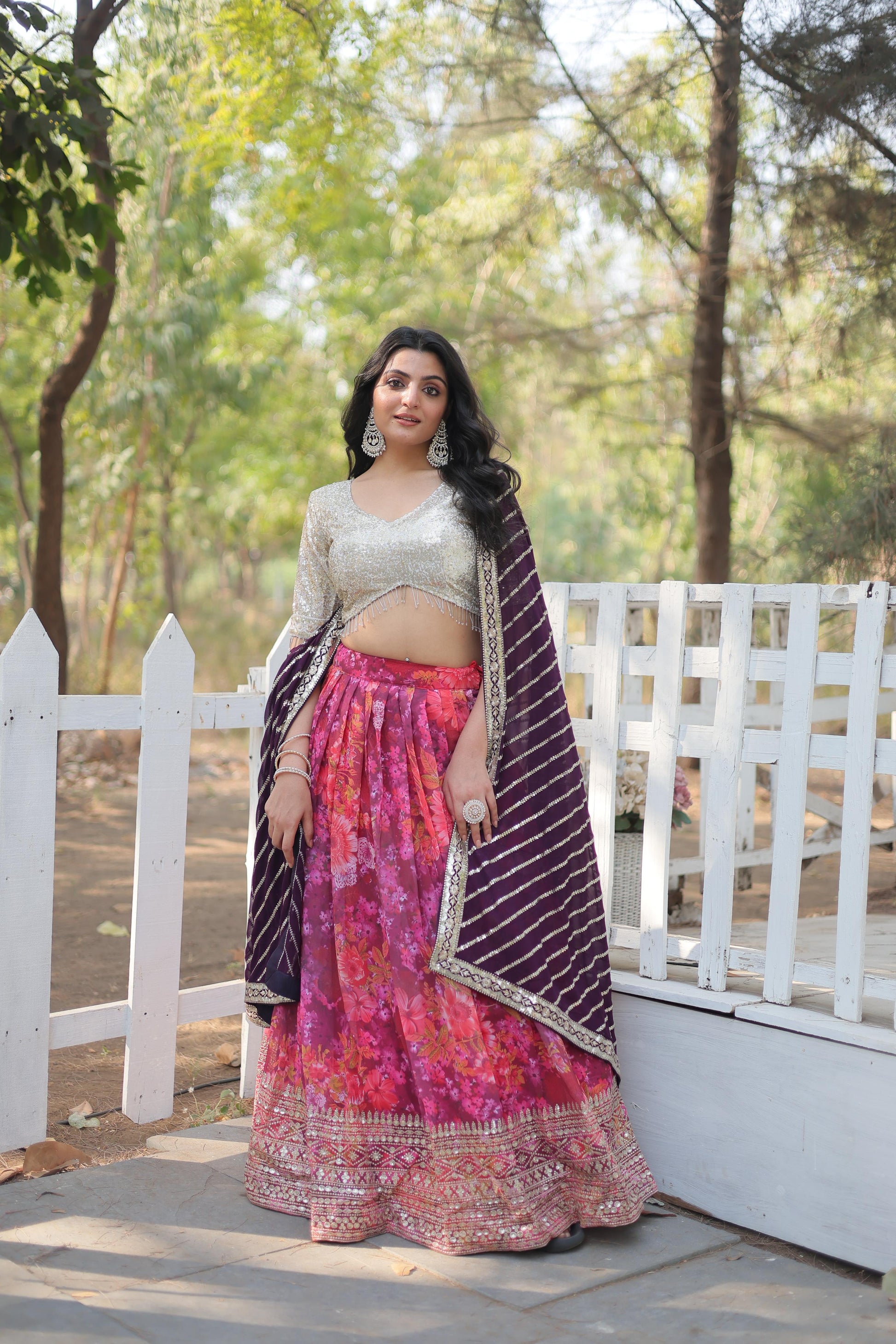 Multi color georgette lehenga choli for women
