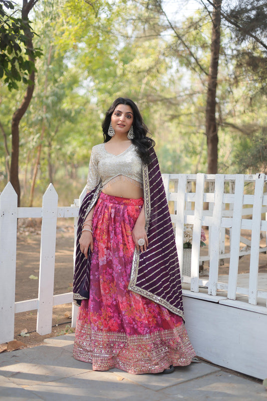 Multi color georgette lehenga choli for women