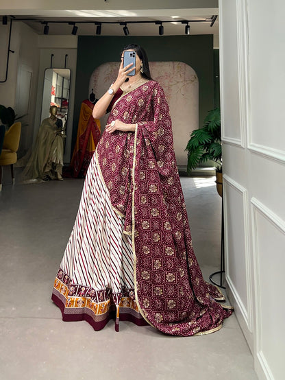 Pure cotton leheriya with patola print lehenga price