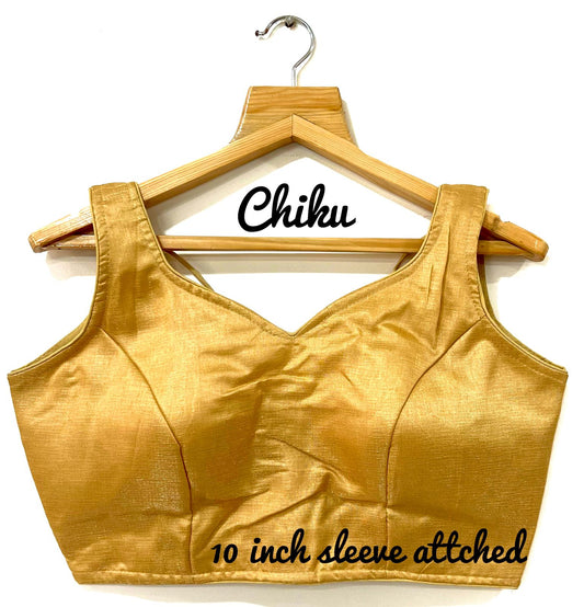 Chiku color silk sarees blouse