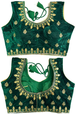 Green Velvet Blouse Design