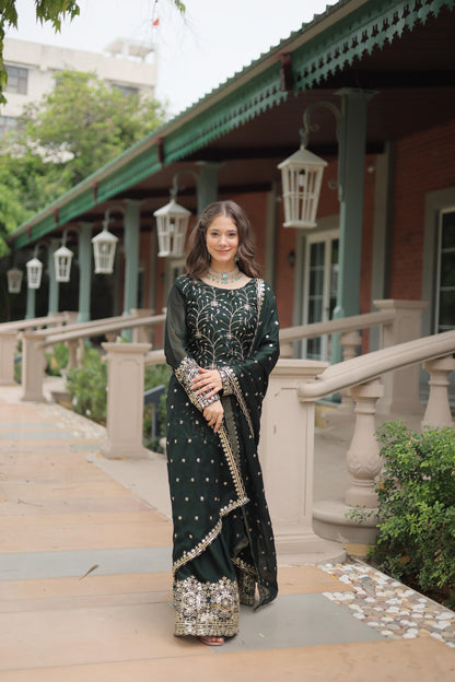 Green rangoli silk sharara suit for women online shopping
