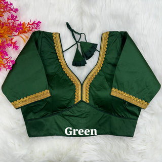 Malai Silk Green Blouse For Saree