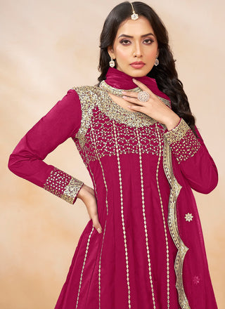 Magenta colour Punjabi Suit
