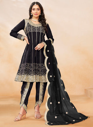 Black color silk salwar suit with dupatta
