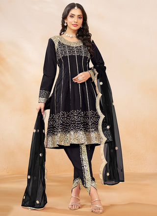 Women black color silk salwar suit
