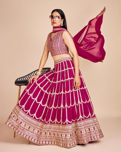 Rani pink color georgette lehenga choli online shopping