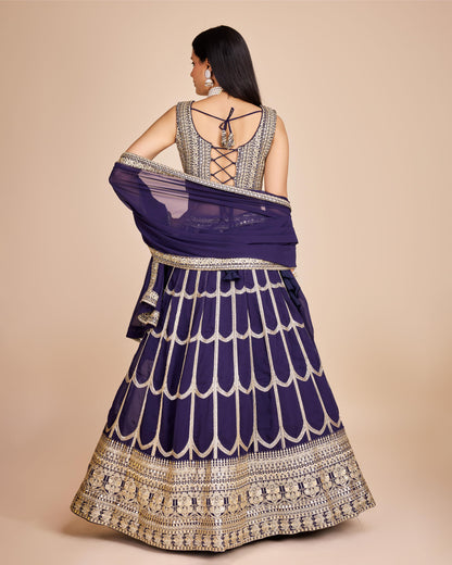 Purple color georgette lehenga choli with dupatta images