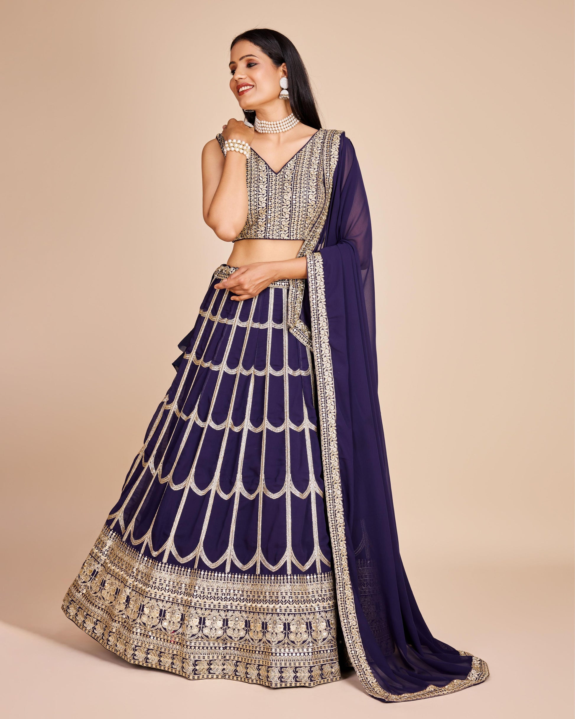 Purple color georgette lehenga choli for women