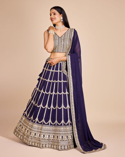 Purple color georgette lehenga choli for women