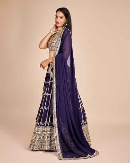 Purple color georgette lehenga choli for wedding