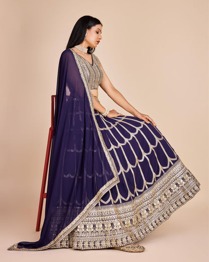 Purple color georgette lehenga choli with dupatta