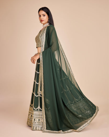 Green color georgette lehenga choli with dupatta online