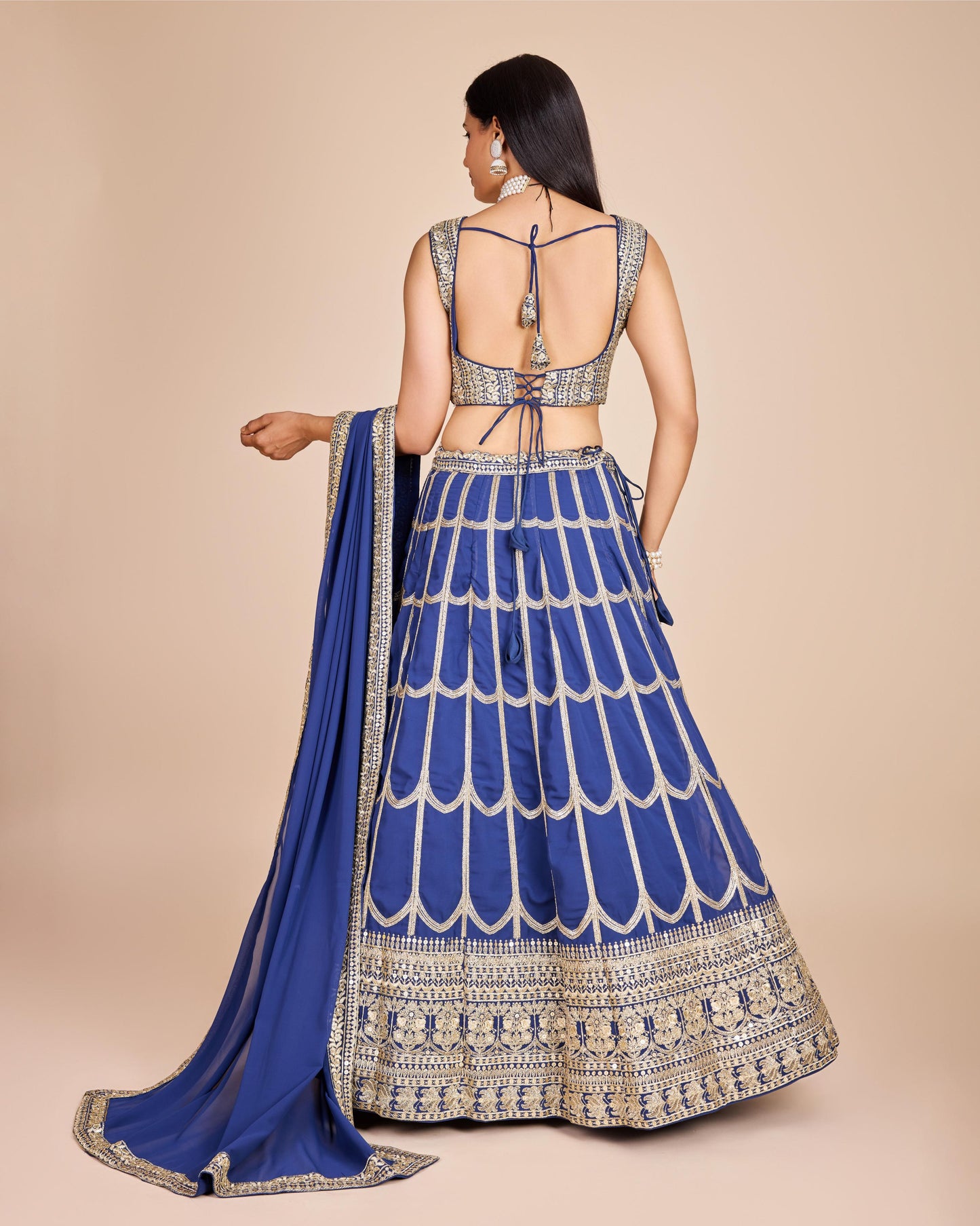 Blue color georgette lehenga choli with dupatta online
