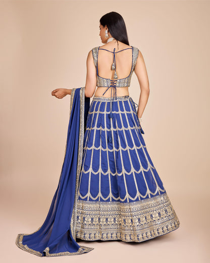Blue color georgette lehenga choli with dupatta online