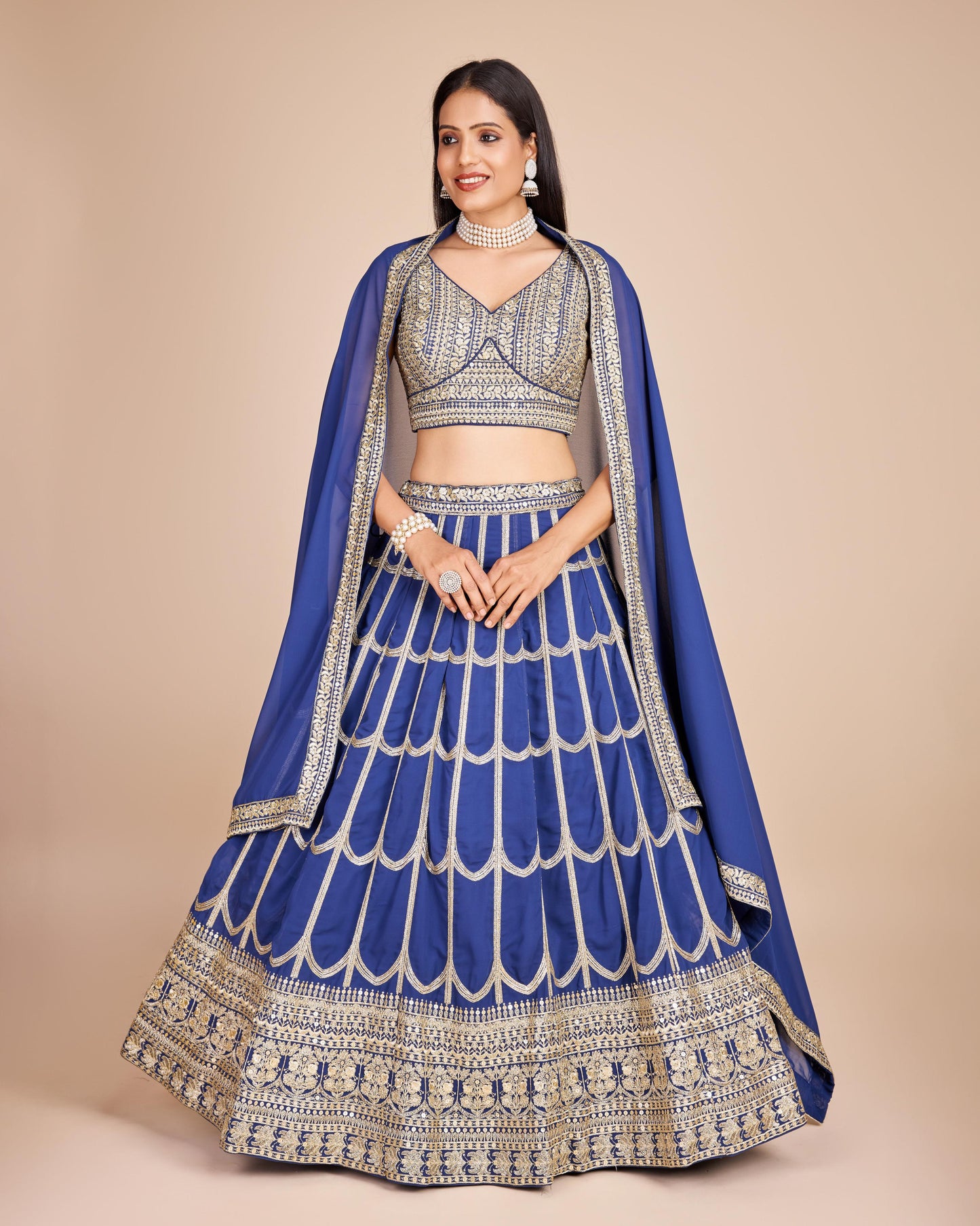 Blue color georgette lehenga choli for women