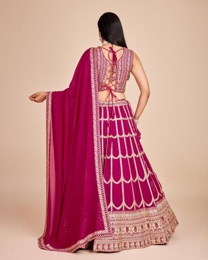 Rani pink color georgette lehenga choli images
