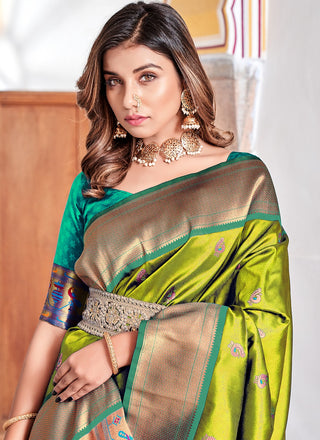 Green paithani silk saree for women price
