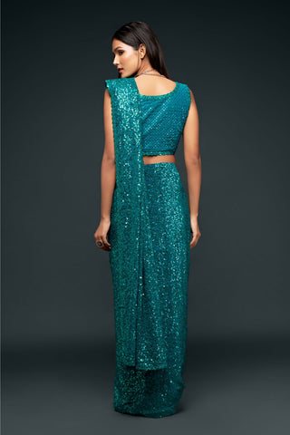 teal blue Shop Stunning Sequin Saree Designs in the USA