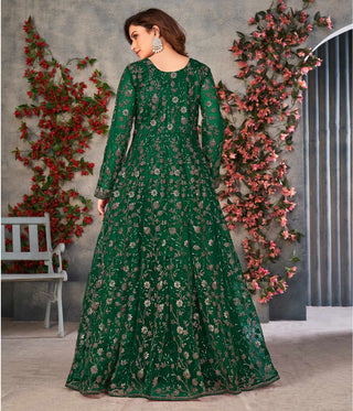 Net Sequins work green salwar kameez price