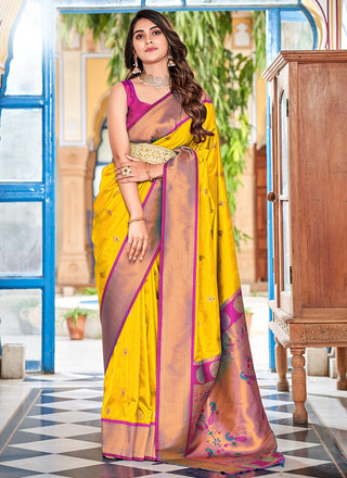 Yellow Paithani Saree for Wedding
