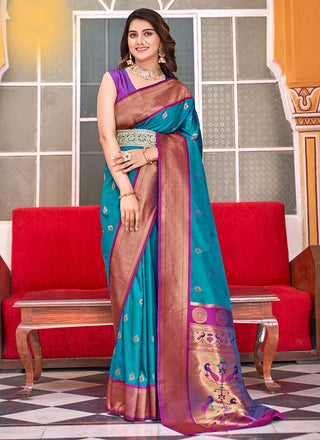 Blue Paithani Saree For Wedding
