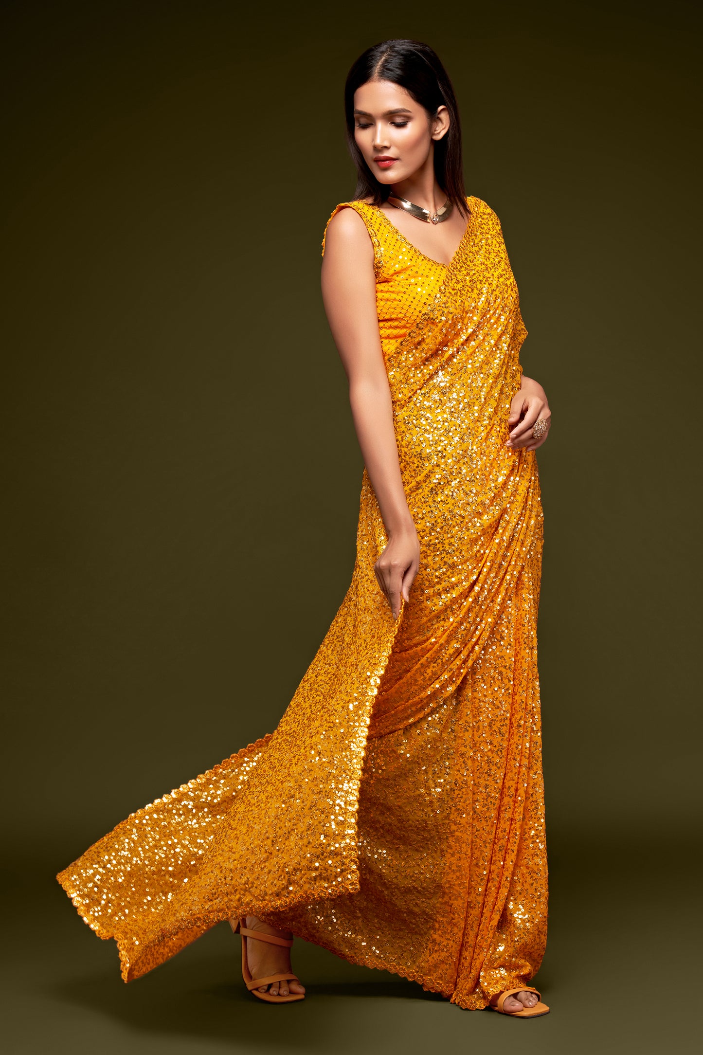 Yellow saree Party Wear