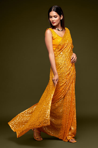 Yellow saree Party Wear