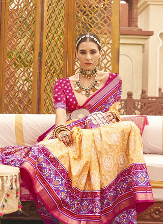 Yellow Silk Saree for wedding
