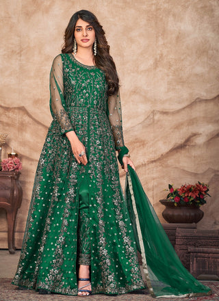 Green color soft net salwar suit