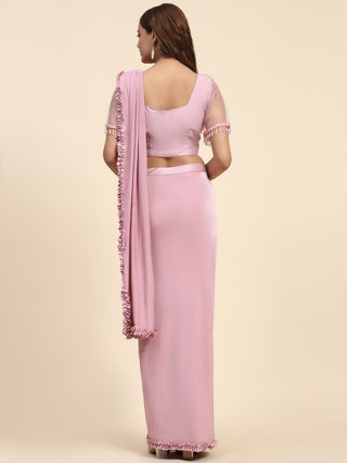 Bollywood Party Wear Pink Ready to Wear Saree with Blouse