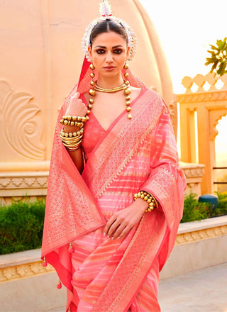 Dark pink silk weaving saree online shopping