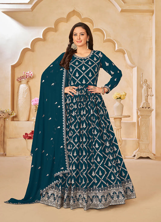 Rama color georgette long gown for women