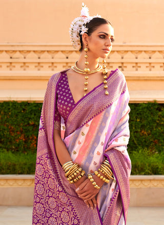 Wedding wear wine color silk saree images