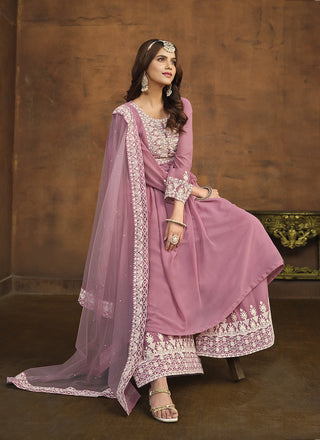 Women Peach color silk salwar suit
