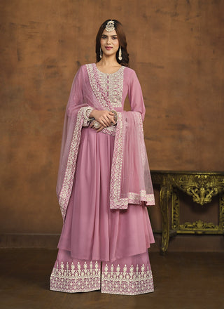 Peach color silk salwar suit with dupatta
