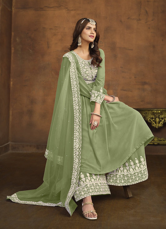 Pista color silk sharara suit party wear
