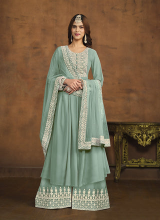 Light green color Georgette sharara suit price
